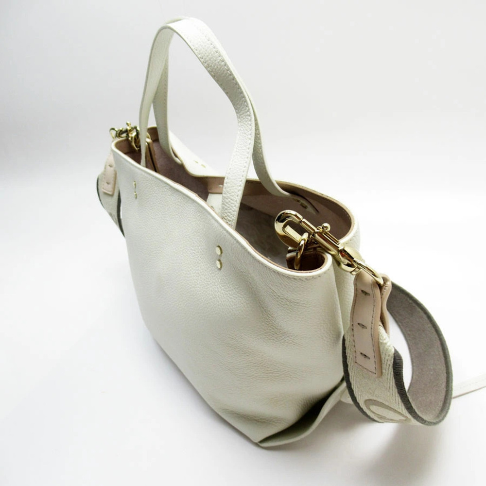Chloe Leather Sense Gold White Shoulder 2way Off Bag Gold White